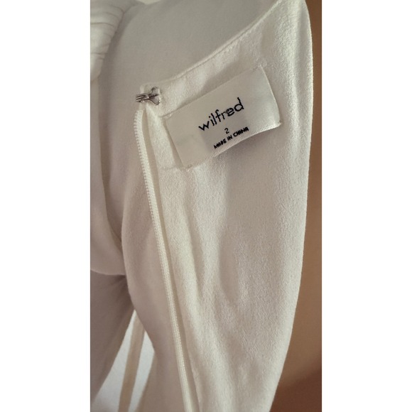 Wilfred Aritzia White Puff Sleeve Midi Dress Sweetheart Neck Ruched Size 2 - Picture 13 of 15